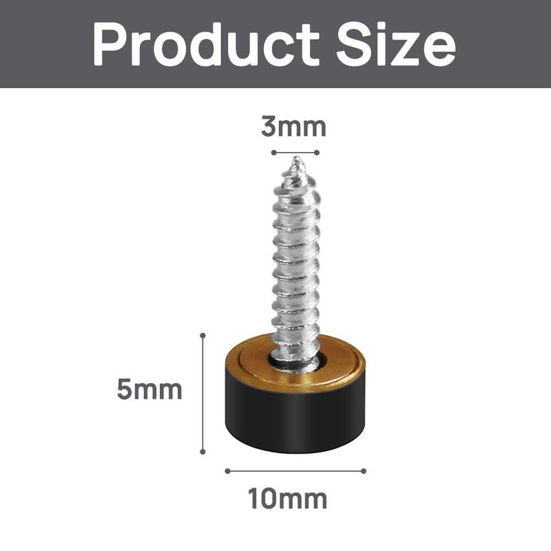 KAKULO Mirror Screws with Decorative Caps Solid Brass Screw Cap Nails Black Mirror Screws Fasteners (10MM 12Pack) - Image 2